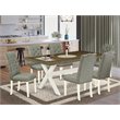 Pemberly Row 7-Piece Wood Dining Set in Linen White and Smoke Finish