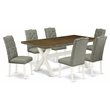 Pemberly Row 7-Piece Wood Dining Set in Linen White and Smoke Finish