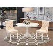 Pemberly Row 3-Piece Dining Table Set in Linen White and Light Beige