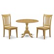Pemberly Row 3-Piece Wood Dining Set with Round Table in Oak Finish