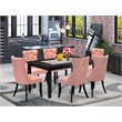 Pemberly Row 7-Piece Kitchen Table Set in Black and Beige Red