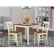 Pemberly Row Vernon 3-Piece Wood Kitchen Set in Buttermilk & Cherry