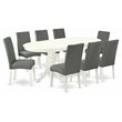 Pemberly Row 9-Piece Oval Dining Set in Linen White and Gray
