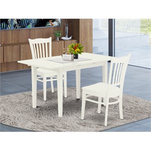 Pemberly Row 3-Piece Wooden Dining Table Set with Chairs in Linen White