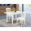 Pemberly Row 3-Piece Wooden Dining Table Set with Chairs in Linen White