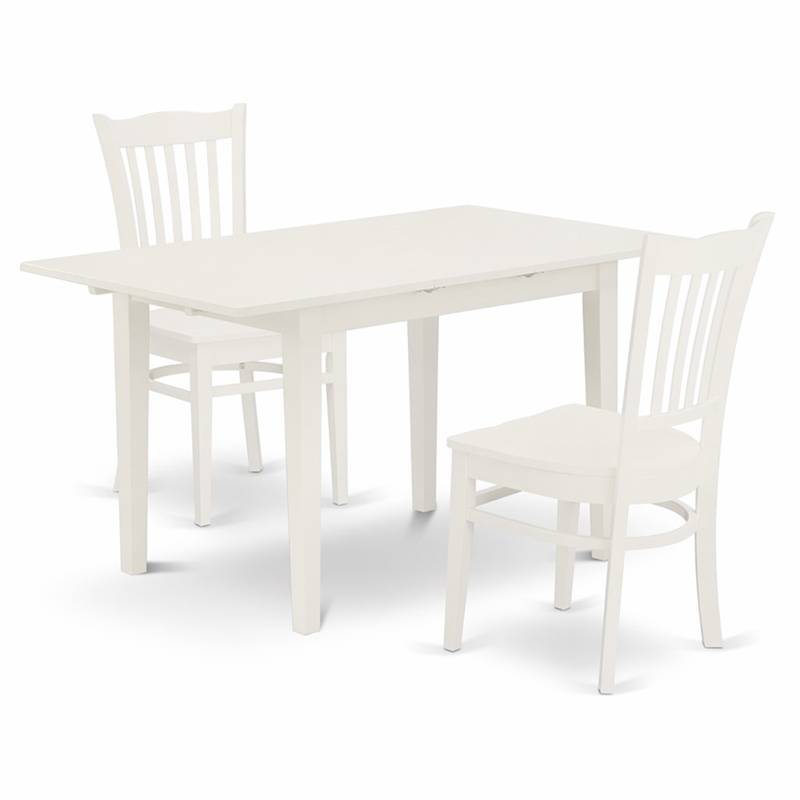 Pemberly Row 3-Piece Wooden Dining Table Set with Chairs in Linen White