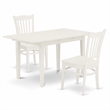 Pemberly Row 3-Piece Wooden Dining Table Set with Chairs in Linen White