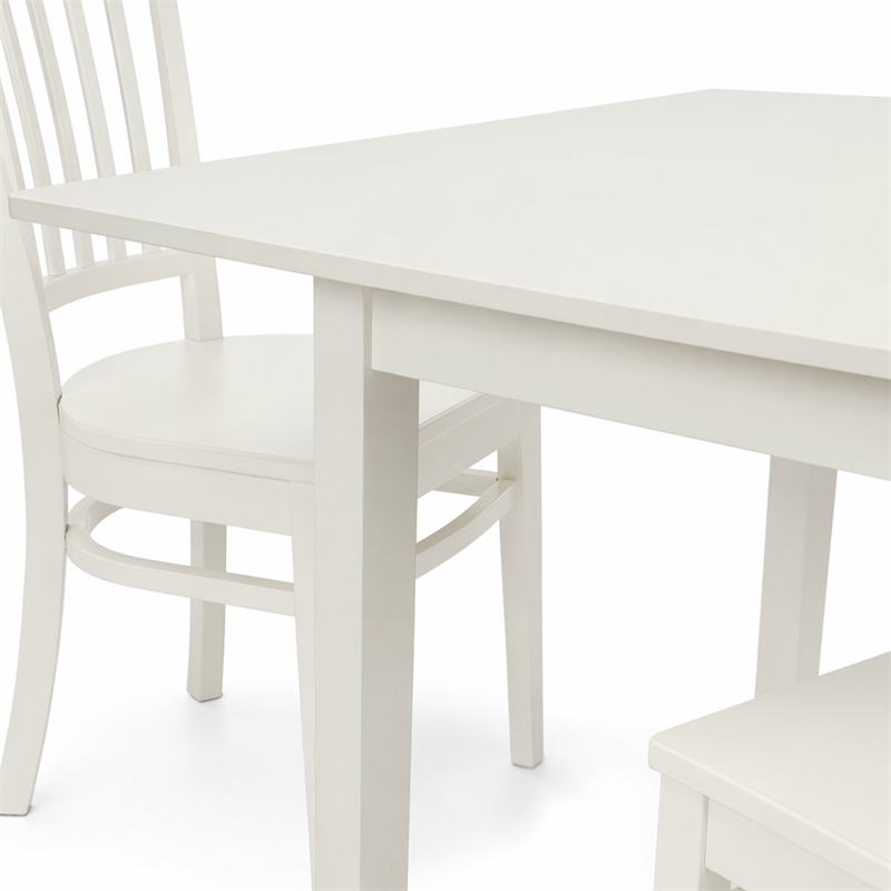 Pemberly Row 3-Piece Wooden Dining Table Set with Chairs in Linen White