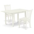 Pemberly Row 3-Piece Wooden Dining Table Set with Chairs in Linen White