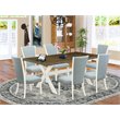 Pemberly Row 7-Piece Dining Set with X-Style Table and Linen Chairs
