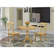 Pemberly Row Antique 3-Piece Wood Dining Set with X-Back Chairs in Oak