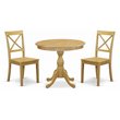 Pemberly Row Antique 3-Piece Wood Dining Set with X-Back Chairs in Oak