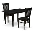 Pemberly Row Norfolk 3-Piece Dining Set with Butterfly Leaf Table in Black