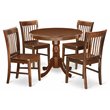 Pemberly Row Mahogany 5-Piece Round Table Dining Set with Wooden Chairs