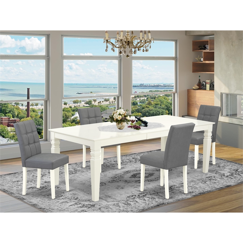 Pemberly Row 5-Piece Rubberwood Dining Set with Gray Faux Leather Chairs
