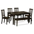 Pemberly Row 6-Piece Wood Dining Set with Bench in Cappuccino Finish