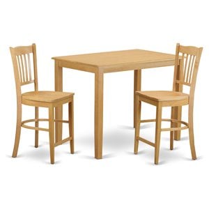 Pemberly Row Yarmouth 3-Piece Counter Height Dining Set in Oak