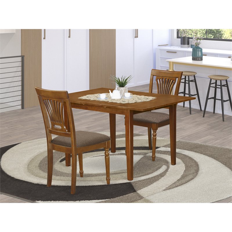 Pemberly Row Milan 3-Piece Dining Set with Saddle Brown Finish
