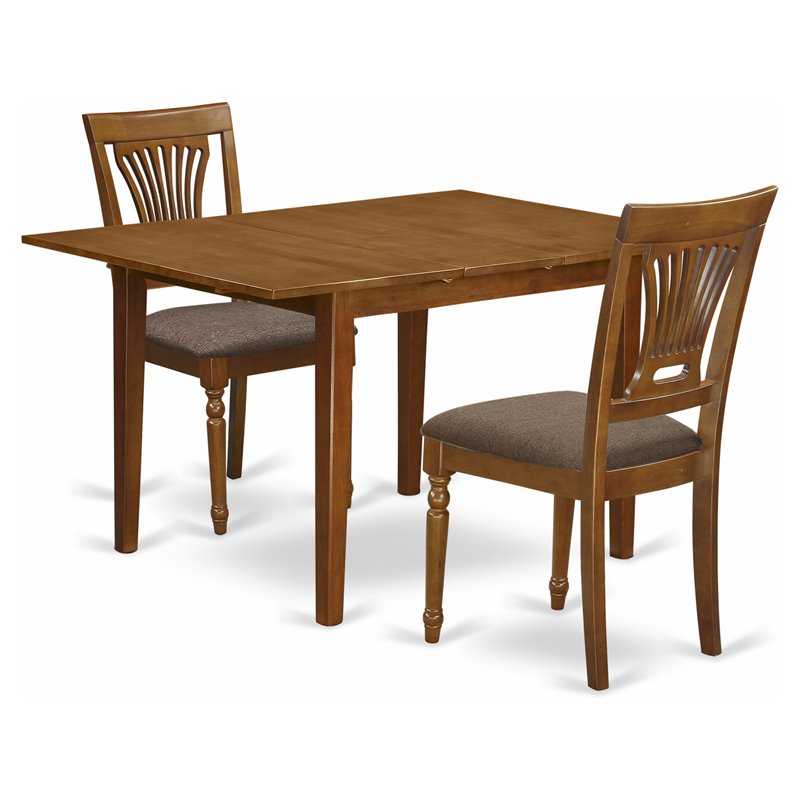 Pemberly Row Milan 3-Piece Dining Set with Saddle Brown Finish