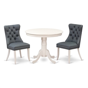 Pemberly Row 3-Piece Dining Set in Linen White and Platinum Gray