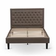 Pemberly Row Full Size Upholstered Panel Bed with Engineered Wood Slats in Brown
