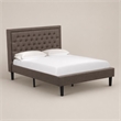 Pemberly Row Full Size Upholstered Panel Bed with Engineered Wood Slats in Brown