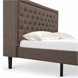 Pemberly Row Full Size Upholstered Panel Bed with Engineered Wood Slats in Brown