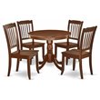 Pemberly Row 5-Piece Dining Set with Mahogany Table and Slatted Chairs