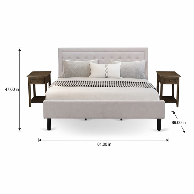 Pemberly Row 3-Piece King Bedroom Set with USB Nightstands in Mist Beige