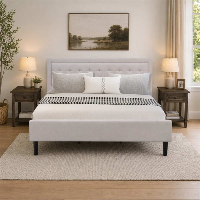 Pemberly Row 3-Piece King Bedroom Set with USB Nightstands in Mist Beige