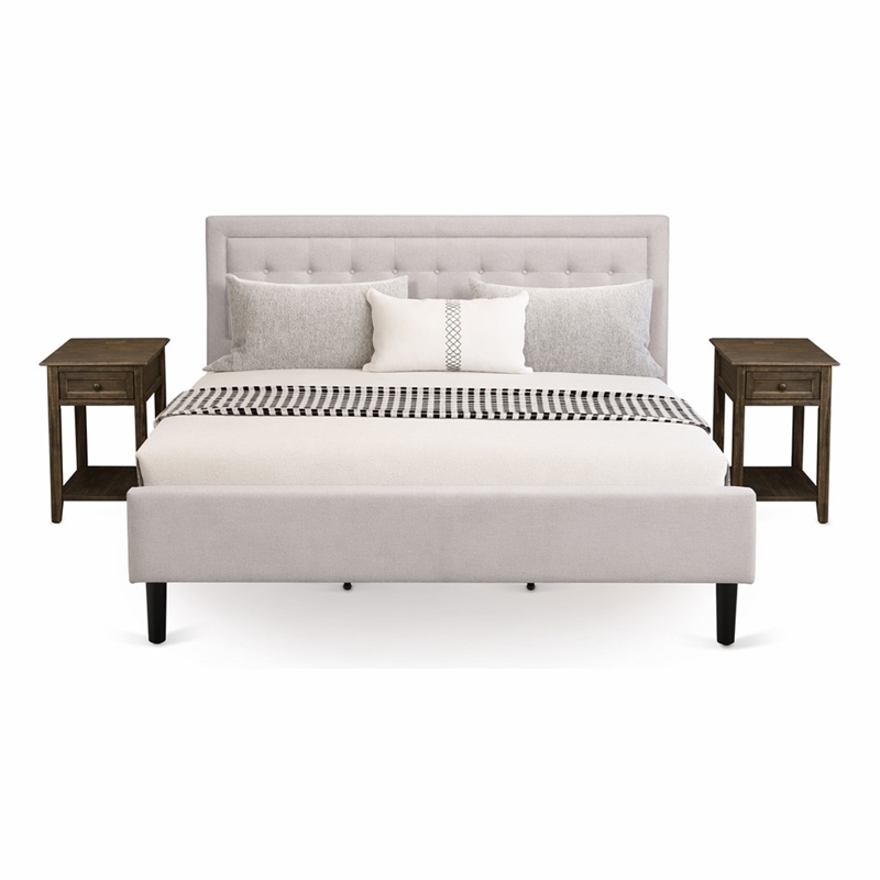 Pemberly Row 3-Piece King Bedroom Set with USB Nightstands in Mist Beige