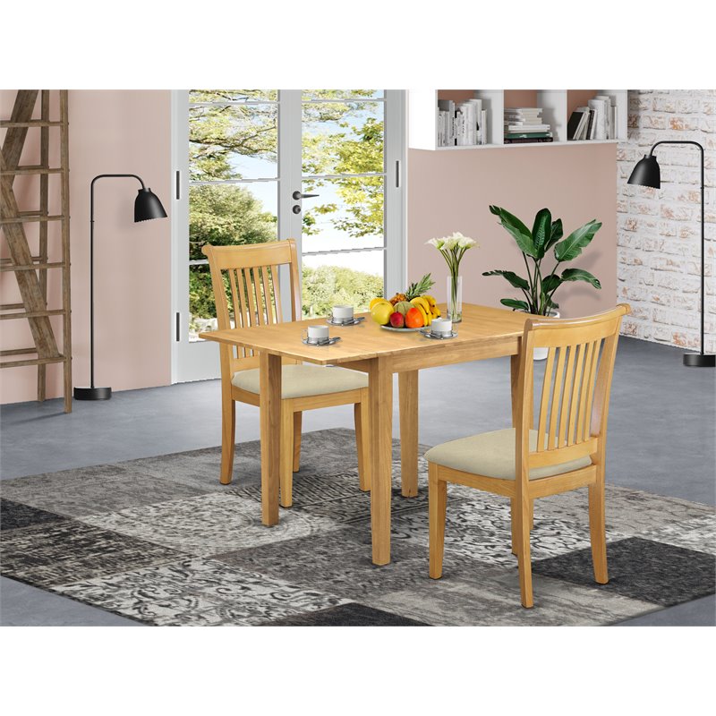 Pemberly Row Norden Wood Dining Set with Slat Back Chairs in Oak