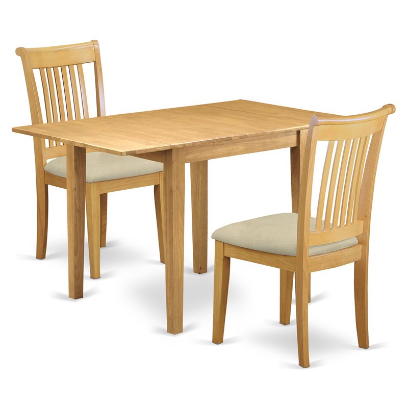 Pemberly Row Norden Wood Dining Set with Slat Back Chairs in Oak