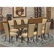 Pemberly Row 9-Piece Dining Set with Parsons Chairs in Distressed Jacobean