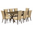 Pemberly Row 9-Piece Dining Set with Parsons Chairs in Distressed Jacobean