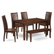 Pemberly Row 6-Piece Mahogany Dining Set with Bench and Chairs