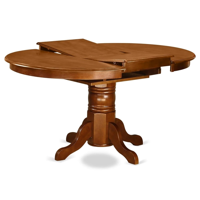 Pemberly Row 7-Piece Dining Set with Faux Leather Seats in Saddle Brown