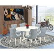 Pemberly Row 7-Piece Dining Set with Baby Blue and Linen White Finish