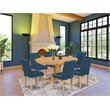 Pemberly Row 7-Piece Wood Dining Set in Oak and Oasis Finish