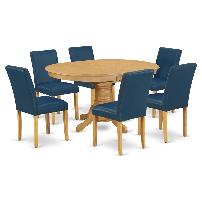 Pemberly Row 7-Piece Wood Dining Set in Oak and Oasis Finish