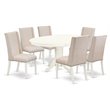 Pemberly Row 7-Piece Wood Kitchen Table Set in Linen White and Cream