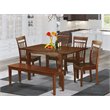 Pemberly Row 6-Piece Wood Dining Set with Mahogany Finish and Bench
