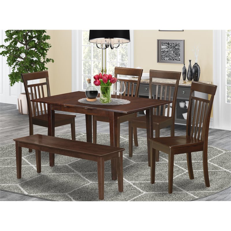 Pemberly Row 6-Piece Solid Wood Dining Set in Mahogany Finish