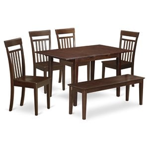 Pemberly Row 6-Piece Solid Wood Dining Set in Mahogany Finish