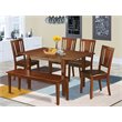 Pemberly Row 6-Piece Dining Set with Leather Chairs in Mahogany Finish