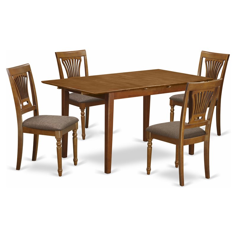 Pemberly Row 5-Piece Kitchen Table and Chair Set in Saddle Brown Finish