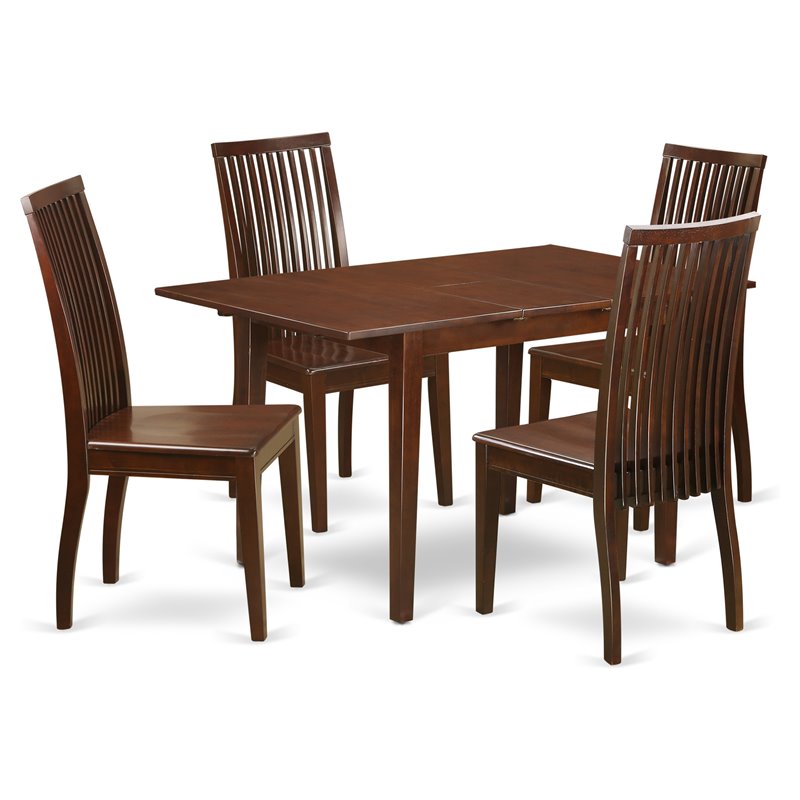 Pemberly Row 5-Piece Wood Dining Set with Rectangular Table in Mahogany