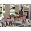 Pemberly Row 3-Piece Wood Dining Set with Parsons Chairs in Mahogany