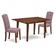 Pemberly Row 3-Piece Wood Dining Set with Parsons Chairs in Mahogany