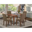 Pemberly Row 5-Piece Wood Dining Set with Mahogany Table & Coffee Chairs